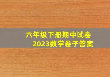 六年级下册期中试卷2023数学卷子答案