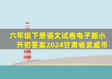 六年级下册语文试卷电子版小升初答案2024甘肃省武威市