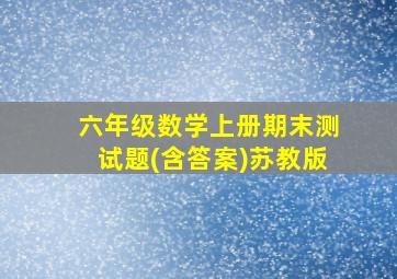 六年级数学上册期末测试题(含答案)苏教版