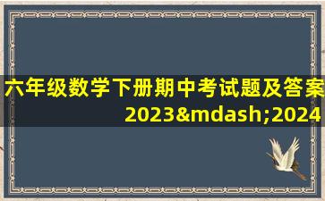 六年级数学下册期中考试题及答案2023—2024