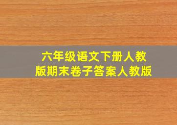 六年级语文下册人教版期末卷子答案人教版