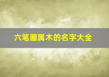 六笔画属木的名字大全