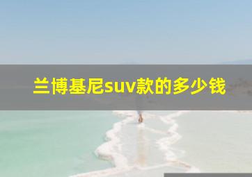 兰博基尼suv款的多少钱