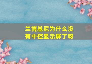 兰博基尼为什么没有中控显示屏了呀