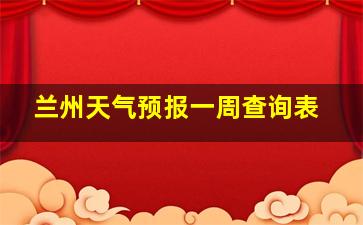 兰州天气预报一周查询表