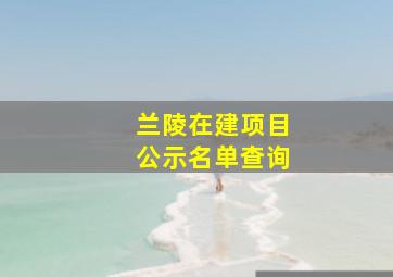 兰陵在建项目公示名单查询