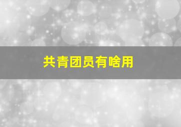 共青团员有啥用