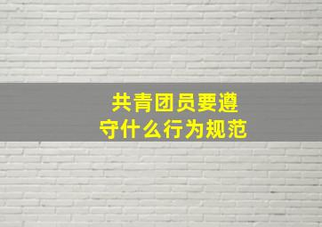 共青团员要遵守什么行为规范