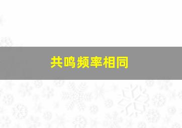 共鸣频率相同