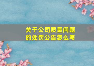 关于公司质量问题的处罚公告怎么写