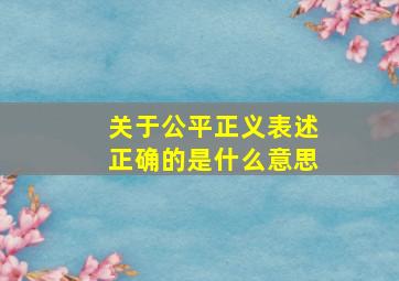 关于公平正义表述正确的是什么意思