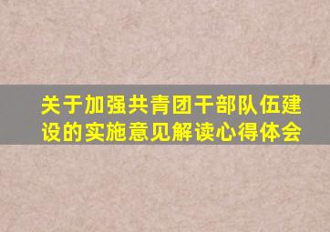 关于加强共青团干部队伍建设的实施意见解读心得体会