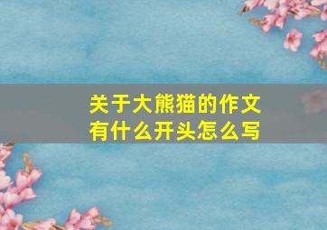 关于大熊猫的作文有什么开头怎么写