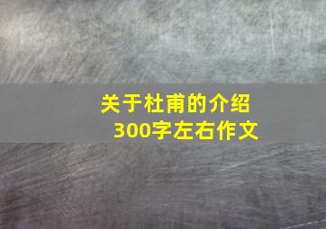 关于杜甫的介绍300字左右作文