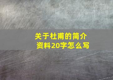 关于杜甫的简介资料20字怎么写