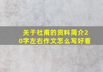 关于杜甫的资料简介20字左右作文怎么写好看