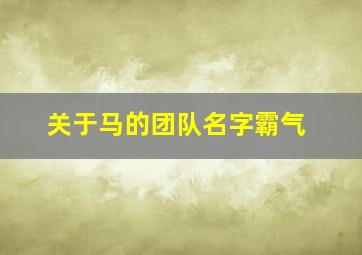 关于马的团队名字霸气