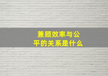 兼顾效率与公平的关系是什么