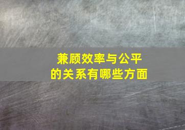 兼顾效率与公平的关系有哪些方面