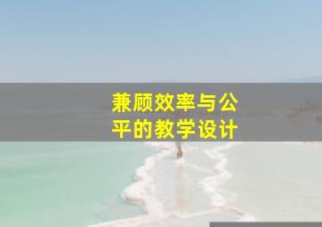 兼顾效率与公平的教学设计