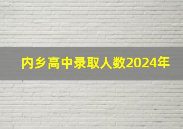 内乡高中录取人数2024年