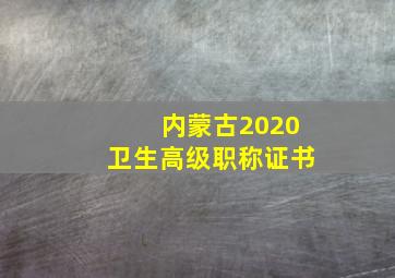 内蒙古2020卫生高级职称证书