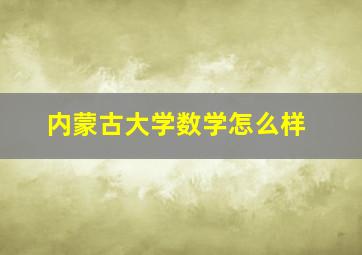 内蒙古大学数学怎么样