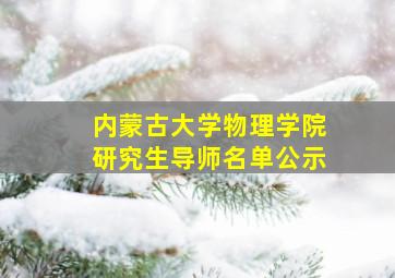 内蒙古大学物理学院研究生导师名单公示