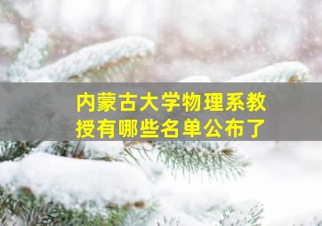 内蒙古大学物理系教授有哪些名单公布了