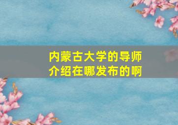 内蒙古大学的导师介绍在哪发布的啊