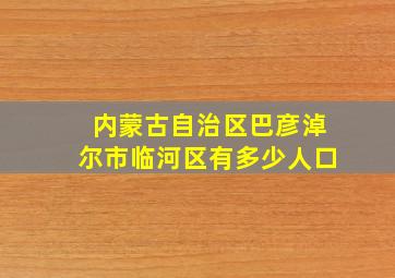 内蒙古自治区巴彦淖尔市临河区有多少人口