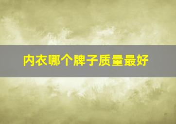 内衣哪个牌子质量最好