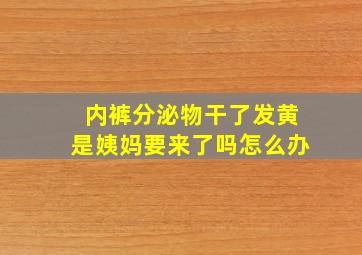 内裤分泌物干了发黄是姨妈要来了吗怎么办