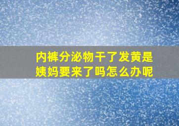 内裤分泌物干了发黄是姨妈要来了吗怎么办呢