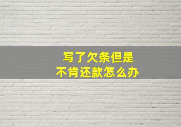 写了欠条但是不肯还款怎么办