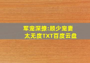 军宠深撩:顾少宠妻太无度TXT百度云盘