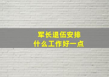 军长退伍安排什么工作好一点