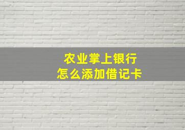 农业掌上银行怎么添加借记卡