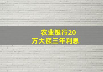 农业银行20万大额三年利息