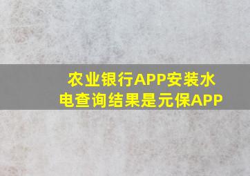 农业银行APP安装水电查询结果是元保APP