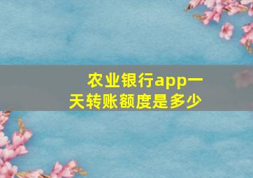 农业银行app一天转账额度是多少