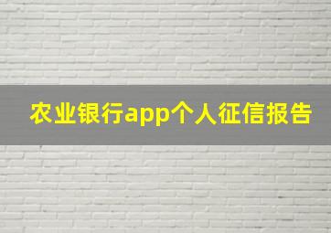 农业银行app个人征信报告