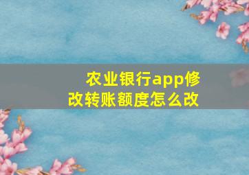 农业银行app修改转账额度怎么改