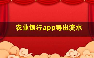 农业银行app导出流水