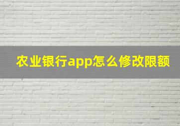 农业银行app怎么修改限额