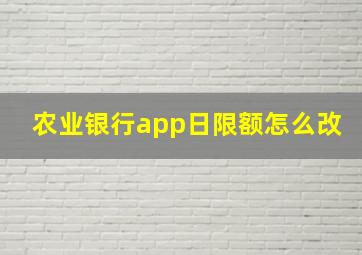 农业银行app日限额怎么改