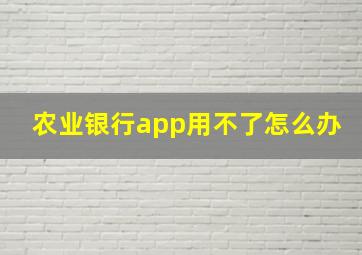 农业银行app用不了怎么办