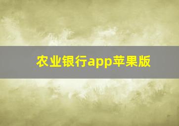 农业银行app苹果版