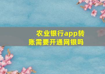 农业银行app转账需要开通网银吗