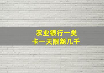 农业银行一类卡一天限额几千